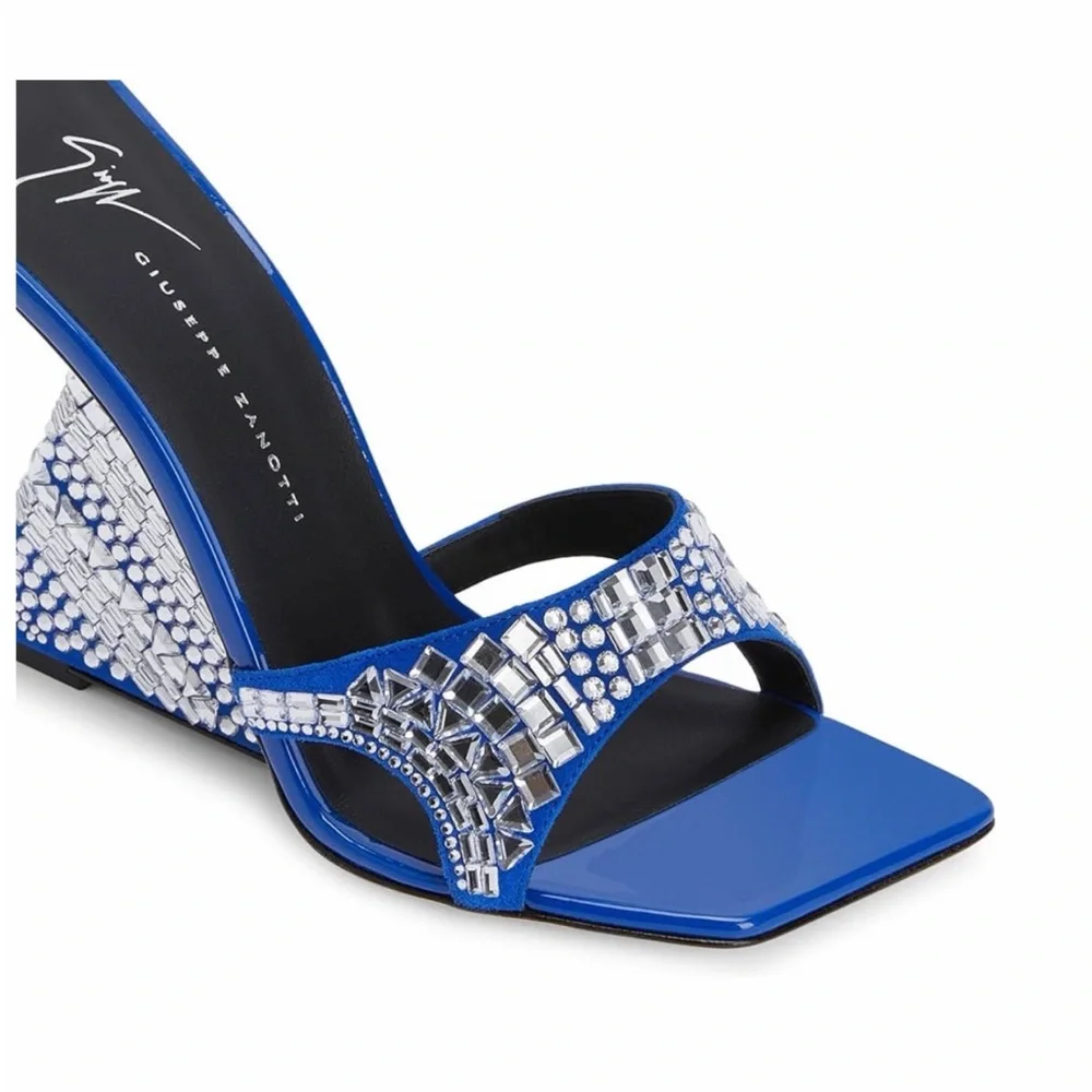 Giuseppe Zanotti Blue and Silver Embellished Heels summer is near, large size - Picture 4 of 7